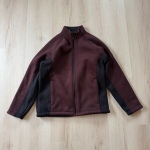 ZEROXPOSUR Men's Fleece Lined Full Zip Jacket Maroon Black L